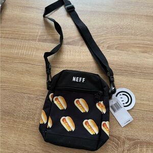 Neff Black Crossbody Bag with Hot Dog Print